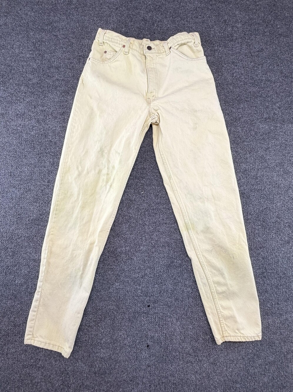 Vintage Orange Tab Levi's Jeans Mens 30x31 Bright Yellow Tapered Denim USA 80s